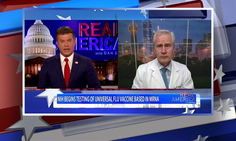 Video still from Dr. Peter McCullough's interview with Real America on One America News Network