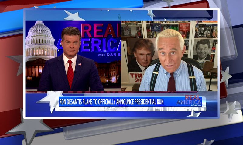 Video still from Roger Stone's interview with Real America on One America News Network