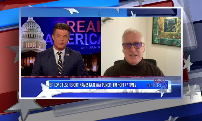 Video still from Jim Hoft's interview with Real America on One America News Network
