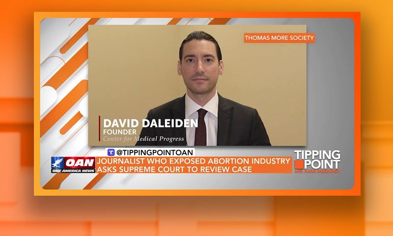 Video still from Peter Breen's interview with Tipping Point on One America News Network