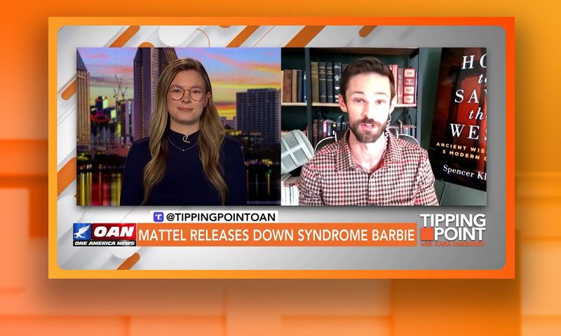 Video still from Spencer Klavan's interview with Tipping Point on One America News Network