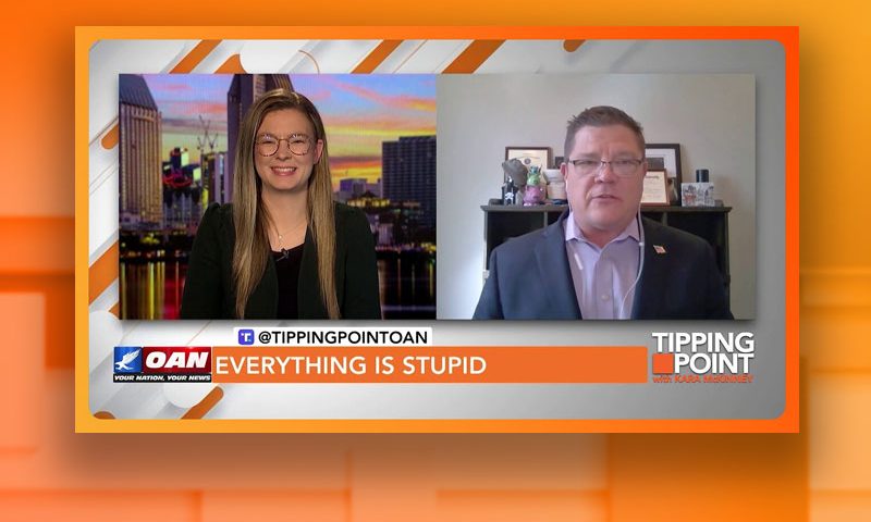 Video still from Jim Nelles' interview with Tipping Point on One America News Network