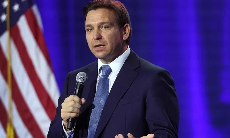 DES MOINES, IOWA - MARCH 10: Florida Gov. Ron DeSantis speaks to Iowa voters gathered at the Iowa State Fairgrounds on March 10, 2023 in Des Moines, Iowa. DeSantis, who is widely expected to seek the 2024 Republican nomination for president, is one of several Republican leaders visiting the state this month. (Photo by Scott Olson/Getty Images)