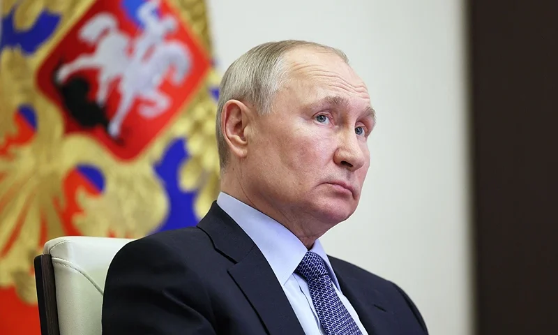 Russian President Vladimir Putin chairs a meeting with members of the government via a video conference at the Novo-Ogaryovo state residence, outside Moscow, on April 19, 2023. (Photo by Gavriil GRIGOROV / SPUTNIK / AFP) (Photo by GAVRIIL GRIGOROV/SPUTNIK/AFP via Getty Images