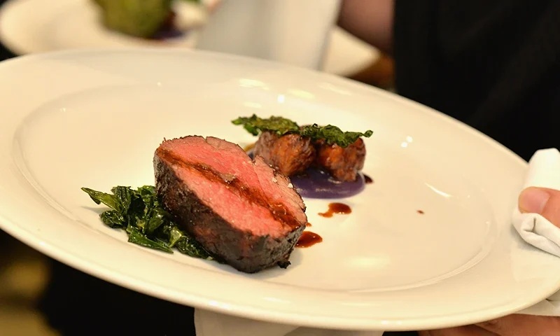 AVENTURA, FL - FEBRUARY 20: A view of food at East 'Meats' West dinner hosted by Michael Mina and Marc Forgione sponsored by Far Niente Wine and Dolce during the Food Network South Beach Wine & Food Festival at Bourbon Steak on February 20, 2014 in Aventura, Florida. (Photo by Dylan Rives/Getty Images for Food Network SoBe Wine & Food Festival)