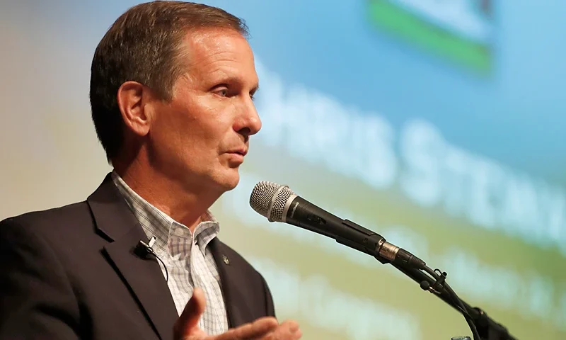 SALT LAKE CITY, UT - MARCH 31: Rep. Chris Stewart (R-UT) answers questions at a town hall meeting at West High School on March 31, 2017 in Salt Lake City, Utah. An estimated crowd of over 1,000 people attended the town hall to ask questions and express their opinions. (Photo by George Frey/Getty Images)