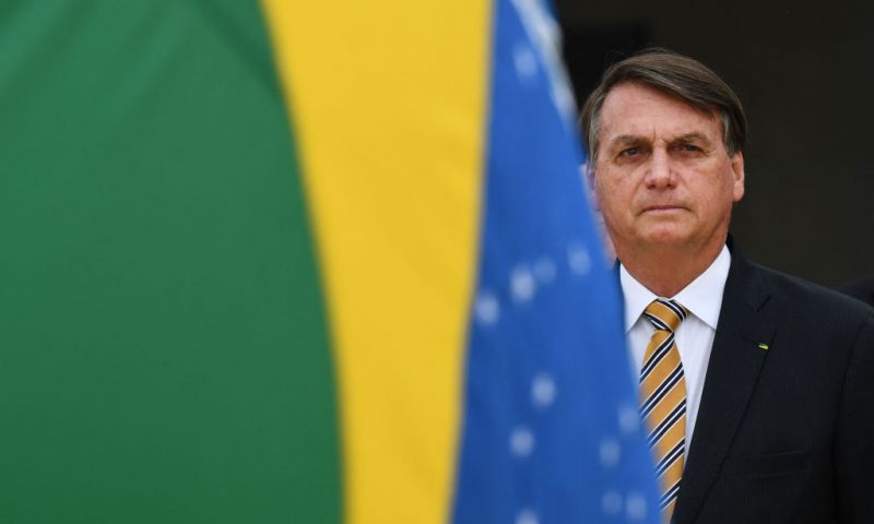 Brazilian President Jair Bolsonaro attends the National Flag Day celebration at Planalto Palace in Brasilia, on November 19, 2020. (Photo by EVARISTO SA / AFP) (Photo by EVARISTO SA/AFP via Getty Images)