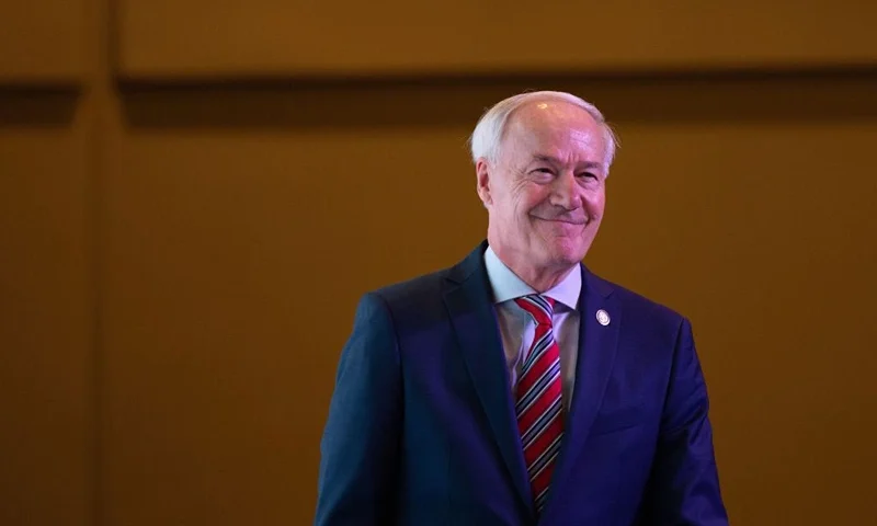 Former Arkansas Governor Asa Hutchinson attends the Vision 2024 National Conservative Forum at the Charleston Area Convention Center in Charleston, South Carolina, on March 18, 2023. - Hutchinson has yet to announce his candidacy but stated that his decision would be made in April 2023. (Photo by Logan Cyrus / AFP) (Photo by LOGAN CYRUS/AFP via Getty Images)