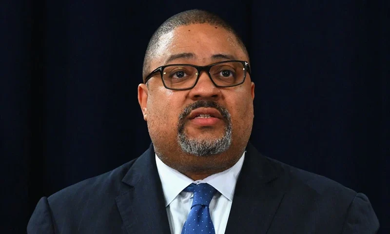 Manhattan District Attorney Alvin Bragg speaks during a press conference to discuss his indictment of former President Donald Trump, outside the Manhattan Federal Court in New York, April 4, 2023.