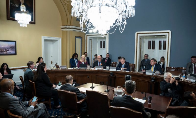 At center, committee ranking member Rep. Jim McGovern (D-MA) speaks during a House Rules Committee meeting at the U.S. Capitol on June 12, 2023 in Washington, DC. The committee is meeting today to discuss legislation on various topics, including regulations on gas stoves and pistol braces. (Photo by Drew Angerer/Getty Images)