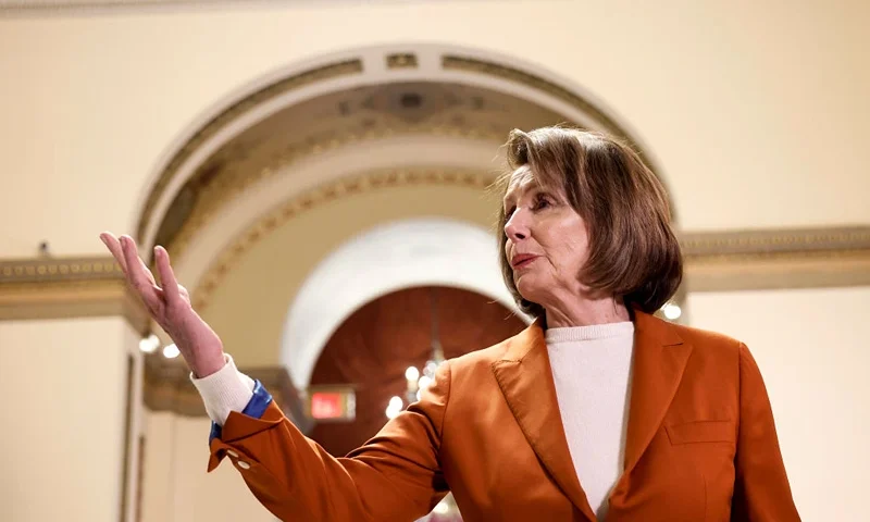 WASHINGTON, DC - JANUARY 27: Former U.S. Speaker of the House, Rep. Nancy Pelosi (D-CA) speaks to reporters inside the U.S. Capitol Building about her husband Paul Pelosi's recovery on January 27, 2023 in Washington, DC. The San Francisco Superior Court released body camera and security footage of the attack on Paul Pelosi as well as the 9-11 call during the break in October. (Photo by Anna Moneymaker/Getty Images)