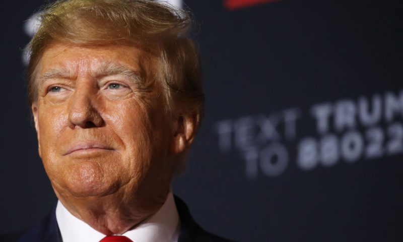 Former President Donald Trump speaks at a campaign rally on April 27, 2023 in Manchester, New Hampshire. Trump, who is currently dealing with a growing number of legal cases against him, is the Republican frontrunner for the Republican presidential ticket. (Photo by Spencer Platt/Getty Images)