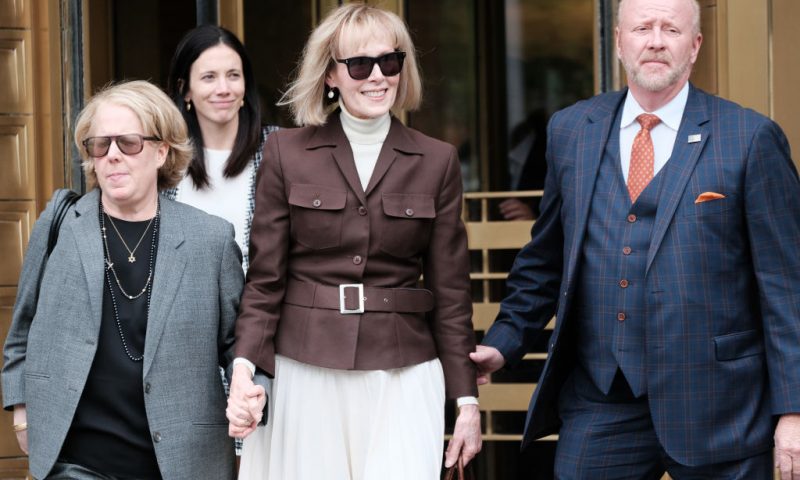 NEW YORK, NEW YORK - MAY 09: Writer E. Jean Carroll leaves a Manhattan court house after a jury found former President Donald Trump liable for sexually abusing her in a Manhattan department store in the 1990's on May 09, 2023 in New York City. The jury awarded her $5 million in damages for her battery and defamation claims. Carroll has testified that she was raped by former President Trump, giving details about the alleged attack in the mid-1990s. Trump had stated that the attack never happened and has denied meeting her. He did not taken the stand during the trial. (Photo by Spencer Platt/Getty Images)