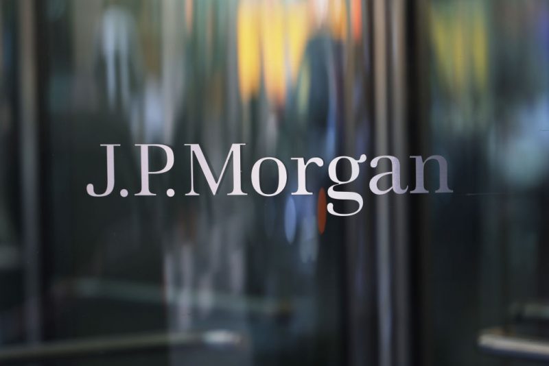 NEW YORK, NEW YORK - MAY 26: The JPMorgan Chase logo is seen at their headquarters building on May 26, 2023 in New York City. JPMorgan Chase chief executive Jamie Dimon is set to be deposed under oath for two civil lawsuits that claim that the bank ignored warnings that Jeffrey Epstein was trafficking teenage girls for sex while profiting from his relationship with him. The lawsuits were filed in federal court late last year by lawyers representing Epstein's victims and the other by the government of the U.S. Virgin Islands. Epstein died by suicide three years ago while in federal custody on sex trafficking charges. The bank states that he was dropped as a client decades ago. (Photo by Michael M. Santiago/Getty Images)