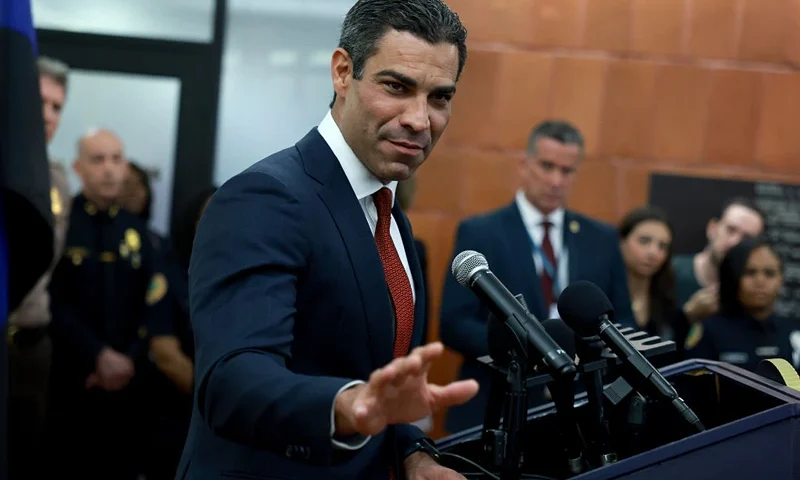 MIAMI, FLORIDA - JUNE 12: City of Miami Mayor Francis Suarez speaks to the media at the Miami Police Department about former President Donald Trump's appearance at the Wilkie D. Ferguson Jr. United States Federal Courthouse on June 12, 2023 in Miami, Florida. A federal grand jury has indicted Trump as part of special counsel Jack Smith’s investigation into Trump's handling of classified documents and will report to the federal courthouse on Tuesday. (Photo by Joe Raedle/Getty Images)