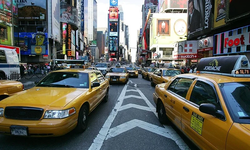 NEW YORK - MARCH 23: Traffic makes its way through Times Square on March 23, 2006 in New York City. According to the Environmental Protection Agency (EPA) New York and Los Angeles have the most polluted air in the U.S. (Photo by Michael Nagle/Getty Images)