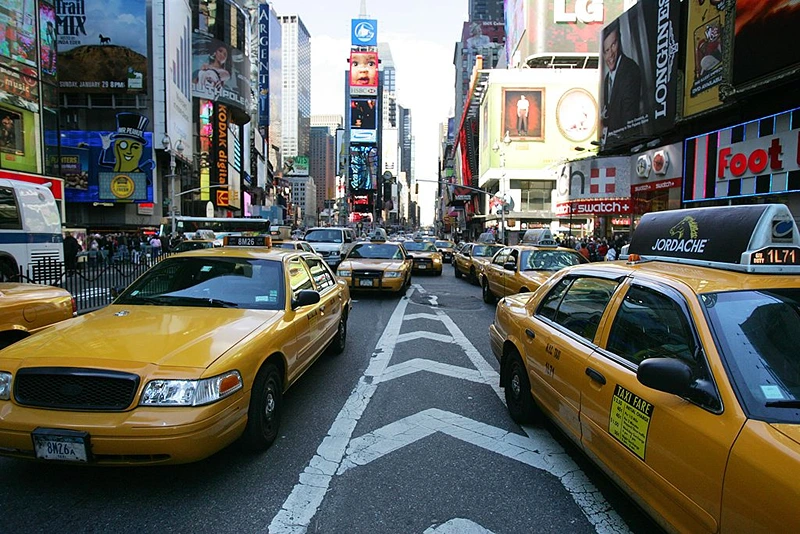 NEW YORK - MARCH 23: Traffic makes its way through Times Square on March 23, 2006 in New York City. According to the Environmental Protection Agency (EPA) New York and Los Angeles have the most polluted air in the U.S. (Photo by Michael Nagle/Getty Images)
