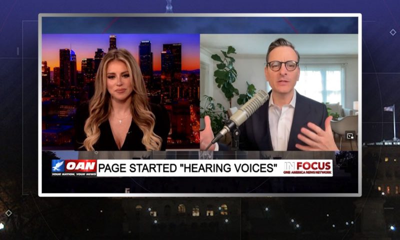 Video still from Becket Cook's interview with In Focus on One America News Network