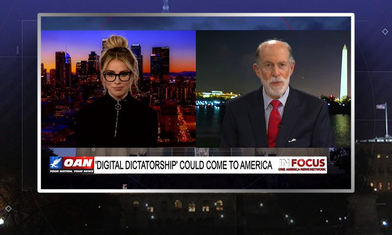 Video still from Frank Gaffney's interview with In Focus on One America News Network