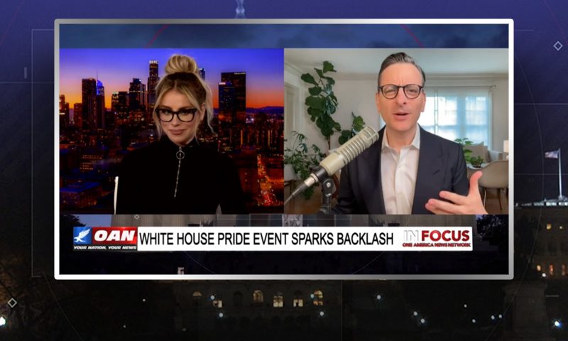 Video still from Becket Cook's interview with In Focus on One America News Network