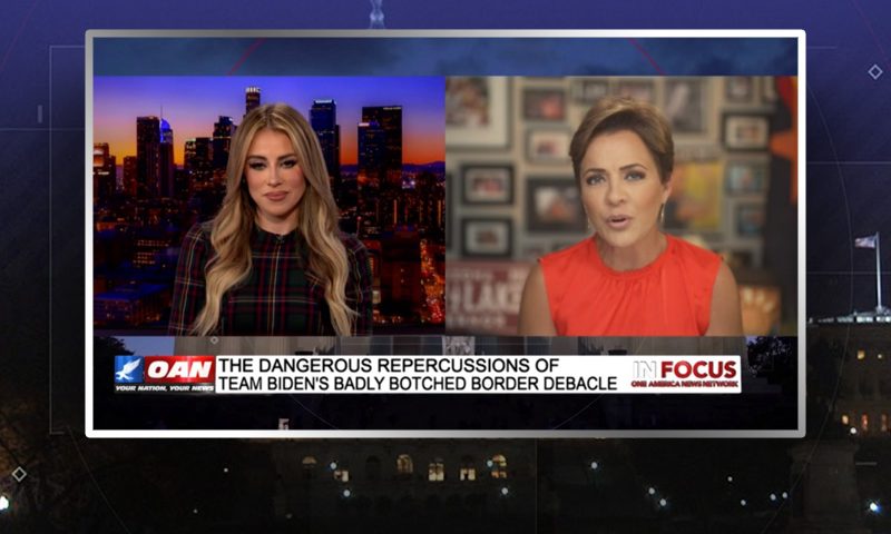 Video still from Kari Lake's interview with In Focus on One America News Network