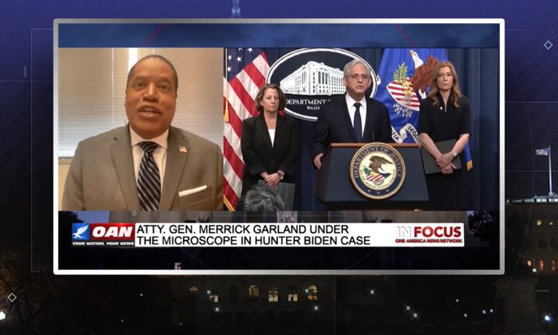Video still from Larry Elder's interview with In Focus on One America News Network