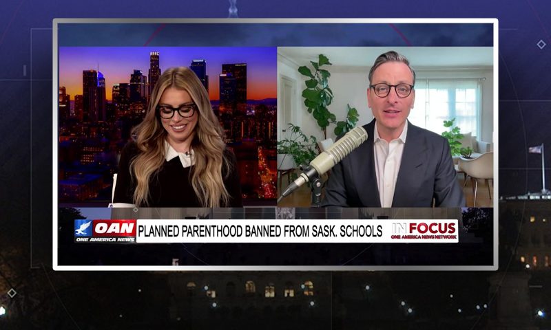 Video still from Becket Cook's interview with In Focus on One America News Network