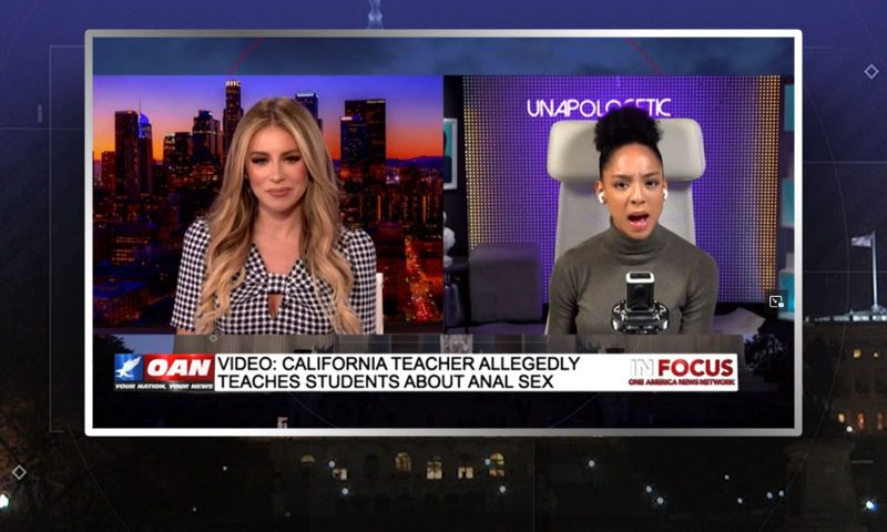 Video still from Amala Ekpunobi's interview with In Focus on One America News Network