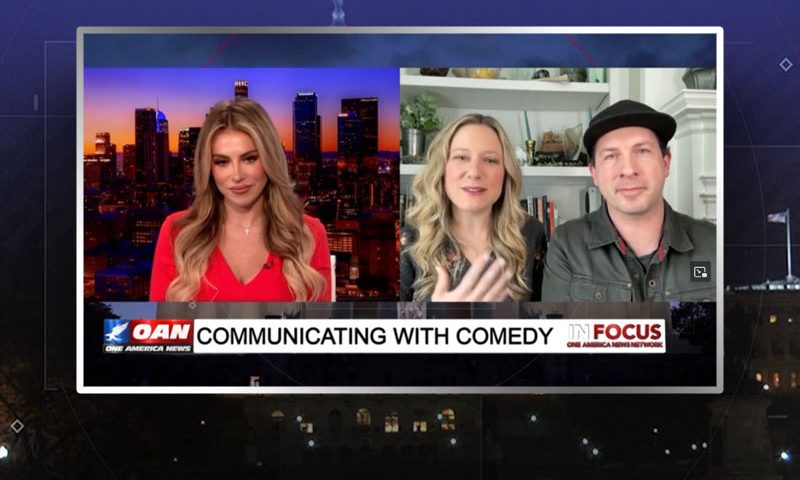Video still from Kelsey Cooke and Chris Guerra's interview with In Focus on One America News Network
