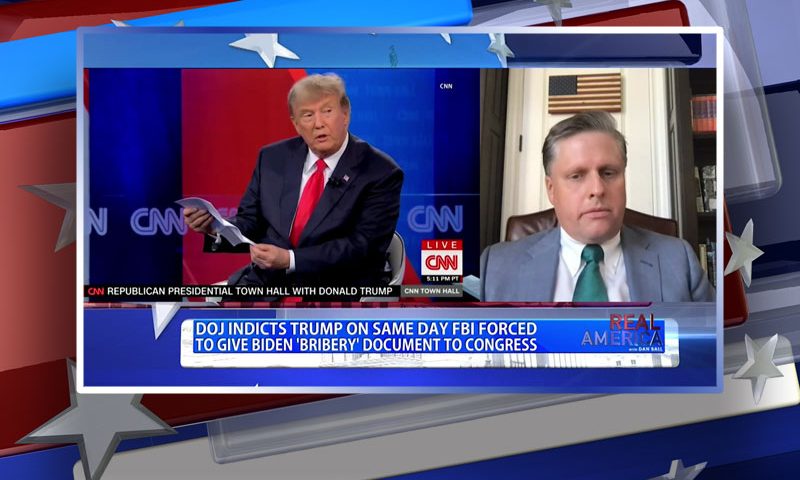 Video still from Steve Baker's interview with Real America on One America News Network