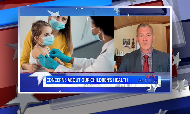 Video still from Dr. Ryan Cole's interview with Real America on One America News Network