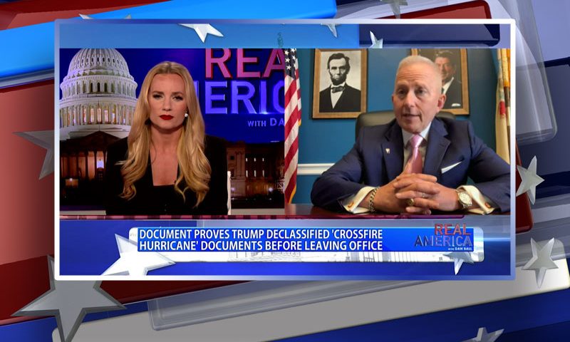 Video still from Rep. Jeff Van Drew's interview with Real America on One America News Network