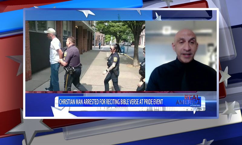 Video still from Salvador Meave's interview with Real America on One America News Network