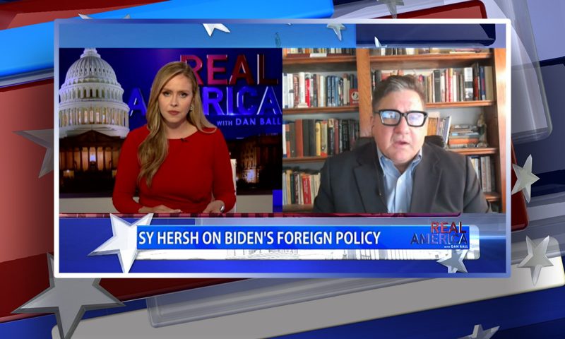 Video still from Daniel McAdams' interview with Real America on One America News Network