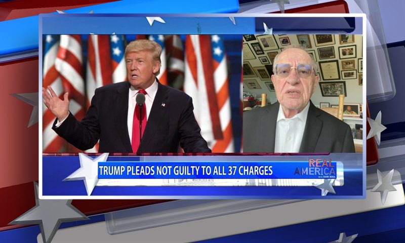 Video still from Alan Dershowitz's interview with Real America on One America News Network