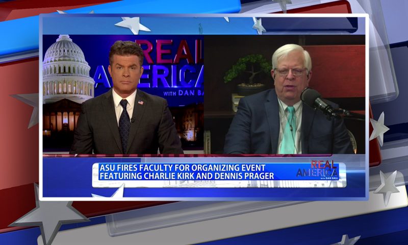 Video still from Dennis Prager's interview with Real America on One America News Network
