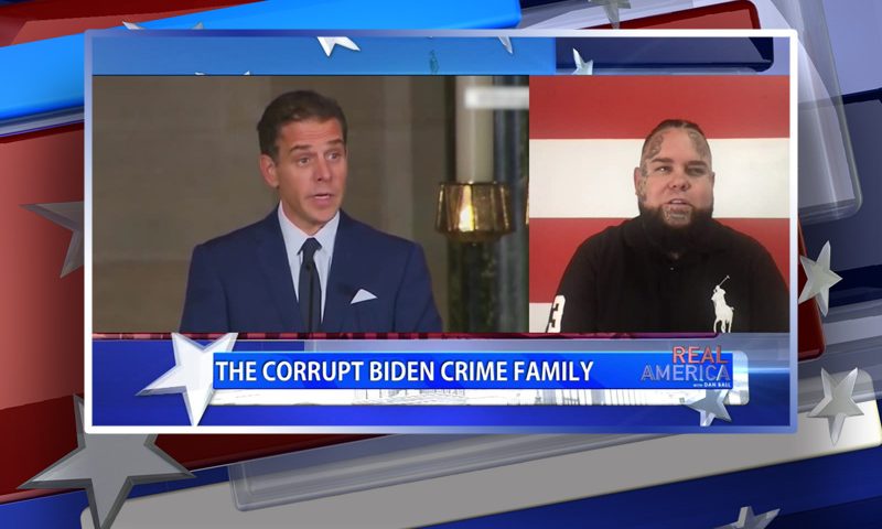 Video still from Forgiato Blow's interview with Real America on One America News Network