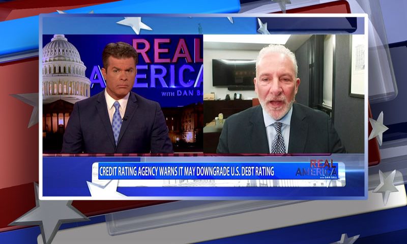 Video still from Peter Schiff's interview with Real America on One America News Network