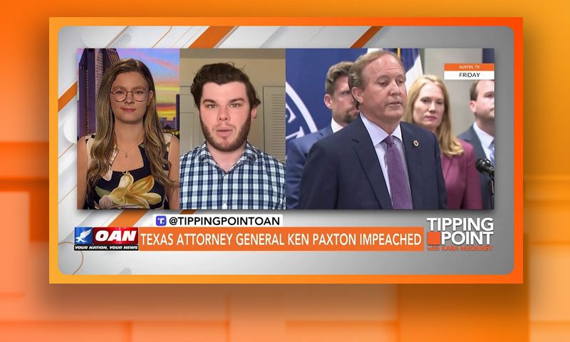Video still from Greg Price's interview with Tipping Point on One America News Network