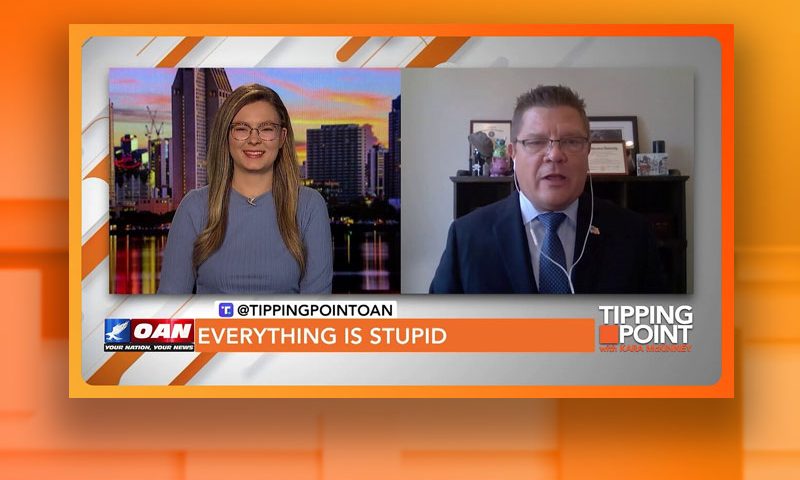 Video still from Jim Nelles' interview with Tipping Point on One America News Network