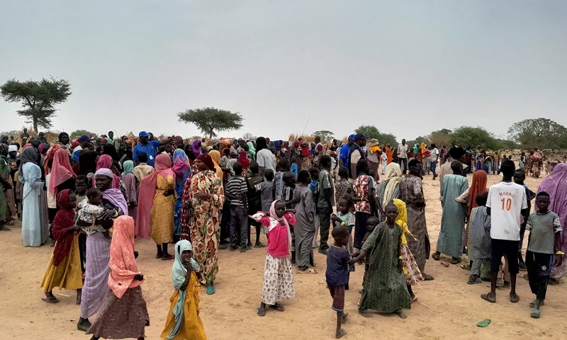 Sudanese people, who fled the violence in their country and newly arrived, wait to be registered at the camp near the border between Sudan and Chad in Adre, Chad April 26, 2023. REUTERS/Mahamat Ramadane/File Photo