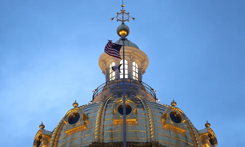 DES MOINES, IOWA - OCTOBER 09: The Iowa State Capitol building is seen on October 09, 2019 in Des Moines, Iowa. The 2020 Iowa Democratic caucuses will take place on February 3, 2020, making it the first nominating contest in the Democratic Party presidential primaries. (Photo by Joe Raedle/Getty Images)