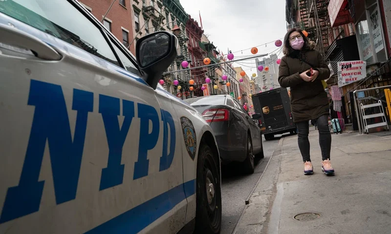 NEW YORK, NEW YORK - MARCH 17: NYPD officers step up patrols in Asian communities after mass shootings in Atlanta that left 8 dead, including 6 Asian Americans, on March 17, 2021 in New York City. Stop AAPI Hate a nonprofit social organization that tracks incidents of discrimination, hate and xenophobia against Asian Americans said it recorded 3,795 anti-Asian hate incidents between March 19, 2020 and February 28, 2021. (Photo by David Dee Delgado/Getty Images)