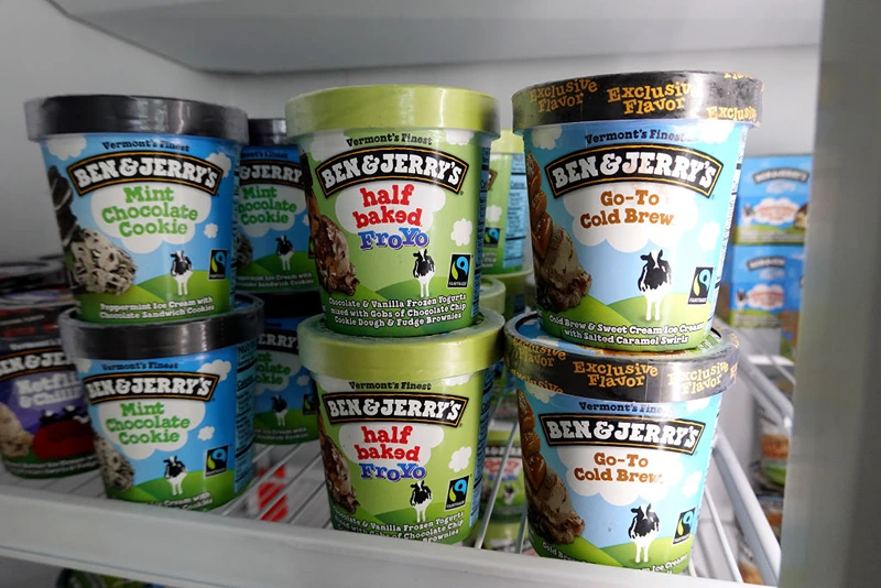 MIAMI, FLORIDA - SEPTEMBER 23: Ice cream is for sale in a Ben & Jerry's store on September 23, 2021 in Miami, Florida. The state of Florida is reported to be ready to restrict purchases of Unilever PLC assets starting in late October after the company's Ben & Jerry's brand halted sales in the Israeli-occupied West Bank. (Photo by Joe Raedle/Getty Images)