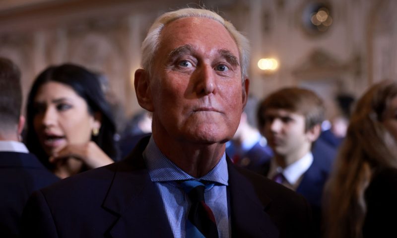 PALM BEACH, FLORIDA - NOVEMBER 15: Roger Stone waits for the arrival of former U.S. President Donald Trump during an event at his Mar-a-Lago home on November 15, 2022 in Palm Beach, Florida. Trump announced that he was seeking another term in office and officially launched his 2024 presidential campaign. (Photo by Joe Raedle/Getty Images)