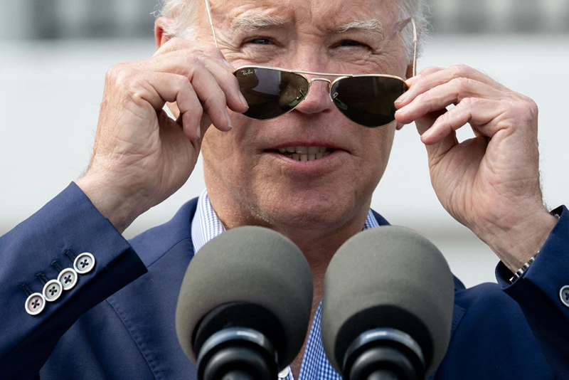 US President Joe Biden speaks during a barbeque for active-duty military families in honor of the Fourth of July on the South Lawn of the White House in Washington, DC, July 4, 2023. (Photo by SAUL LOEB / AFP) (Photo by SAUL LOEB/AFP via Getty Images)