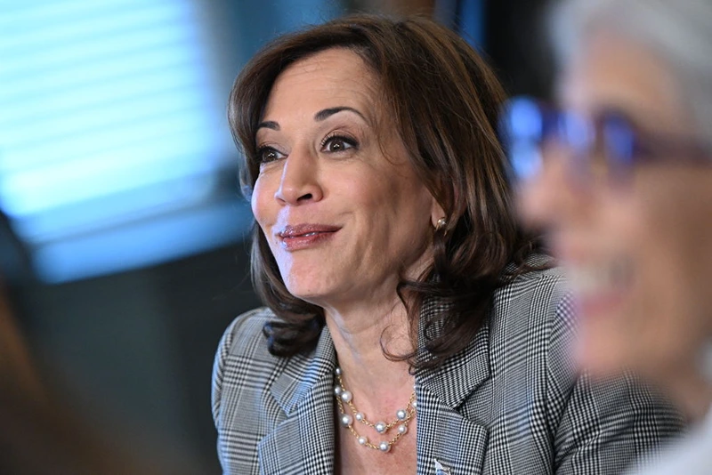 US Vice President Kamala Harris speaks during a meeting with civil rights leaders and consumer protection experts to discuss the societal impact of artificial intelligence, in the Eisenhower Executive Office building in Washington, DC, on July 12, 2023. (Photo by Mandel NGAN / AFP) (Photo by MANDEL NGAN/AFP via Getty Images)