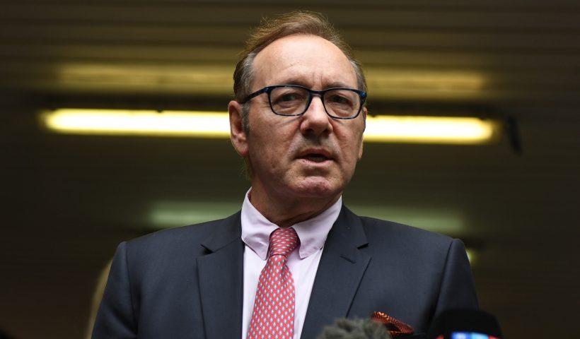 LONDON, ENGLAND - JULY 26: Kevin Spacey speaks to press after leaving court at Southwark Crown Court on July 26, 2023 in London, England. The U.S. actor who starred in the popular TV series House of Cards and the film The Usual Suspects has been cleared of all sexual assault charges brought by men during his time as Artistic Director of The Old Vic Theatre. (Photo by Chris J Ratcliffe/Getty Images)