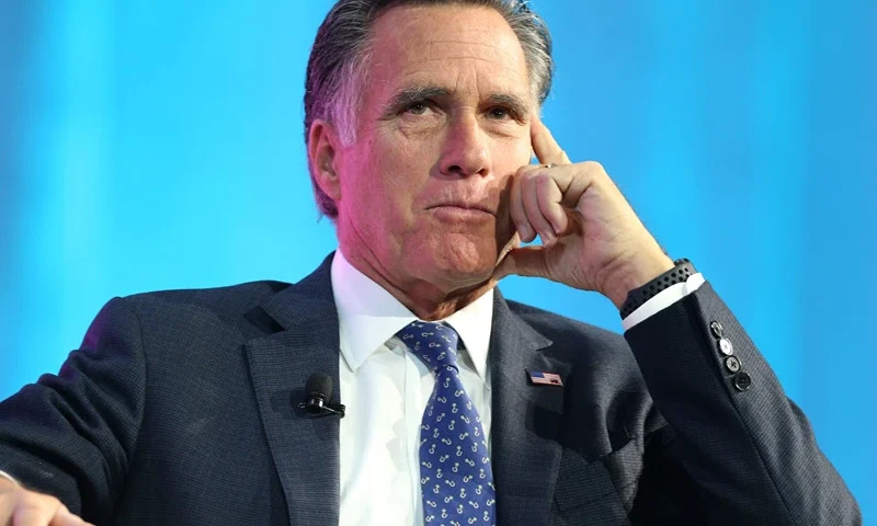SALT LAKE CITY, UT - JANUARY 19: Former Massachusetts Governor and Republican presidential candidate Mitt Romney is interviewed at the Silicon Slopes Tech Conference on January 19, 2018 in Salt Lake City, Utah. There is a push for Romney to run for the Utah Senate seat being vacated by retiring Senator Orrin Hatch this year. (Photo by George Frey/Getty Images)