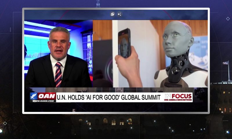 Video still from Dan Geltrude's interview with In Focus on One America News Network